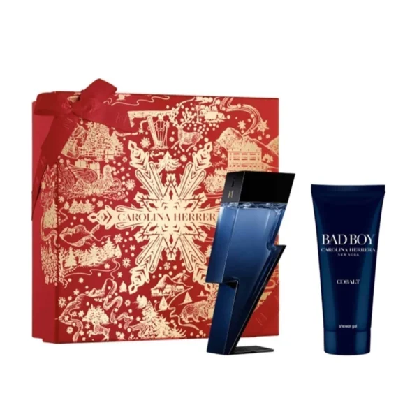 kit Carolina Herrera Bad Boy Cobalt Électrique Perfume Masculino Eau de Parfum 100ml + Gel de Banho 100ml