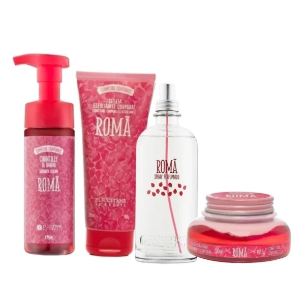 Kit L'occitane Romã 1 Spray Perfumado 150ml 1 Geleia Esfoliante 200ml 1 Geleia Hidratante 200ml 1 Chantily de banho 175ml